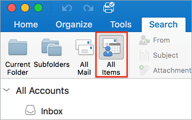outlook mac see folder for email